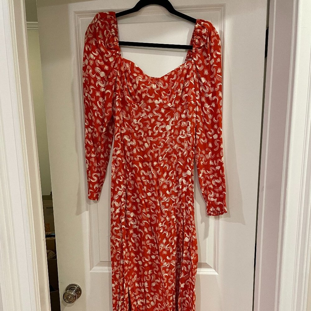 & Other Stories Red Long Sleeve Midi Dress - Picture 1 of 3